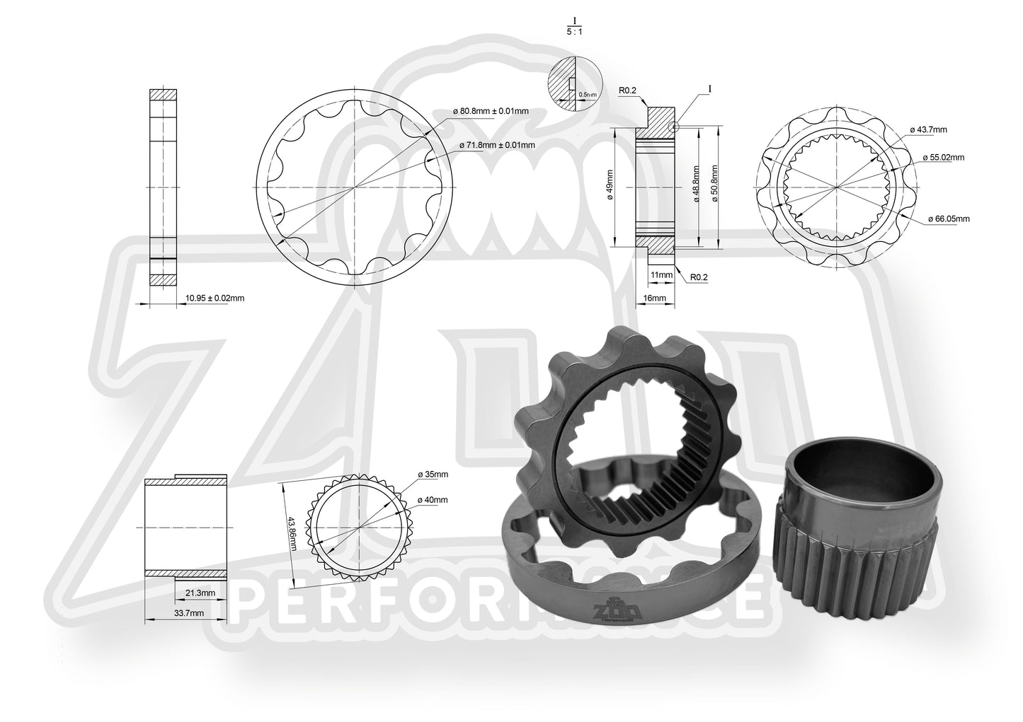 OEM TYPE - RB Billet Spline Driven Oil Pump Gears